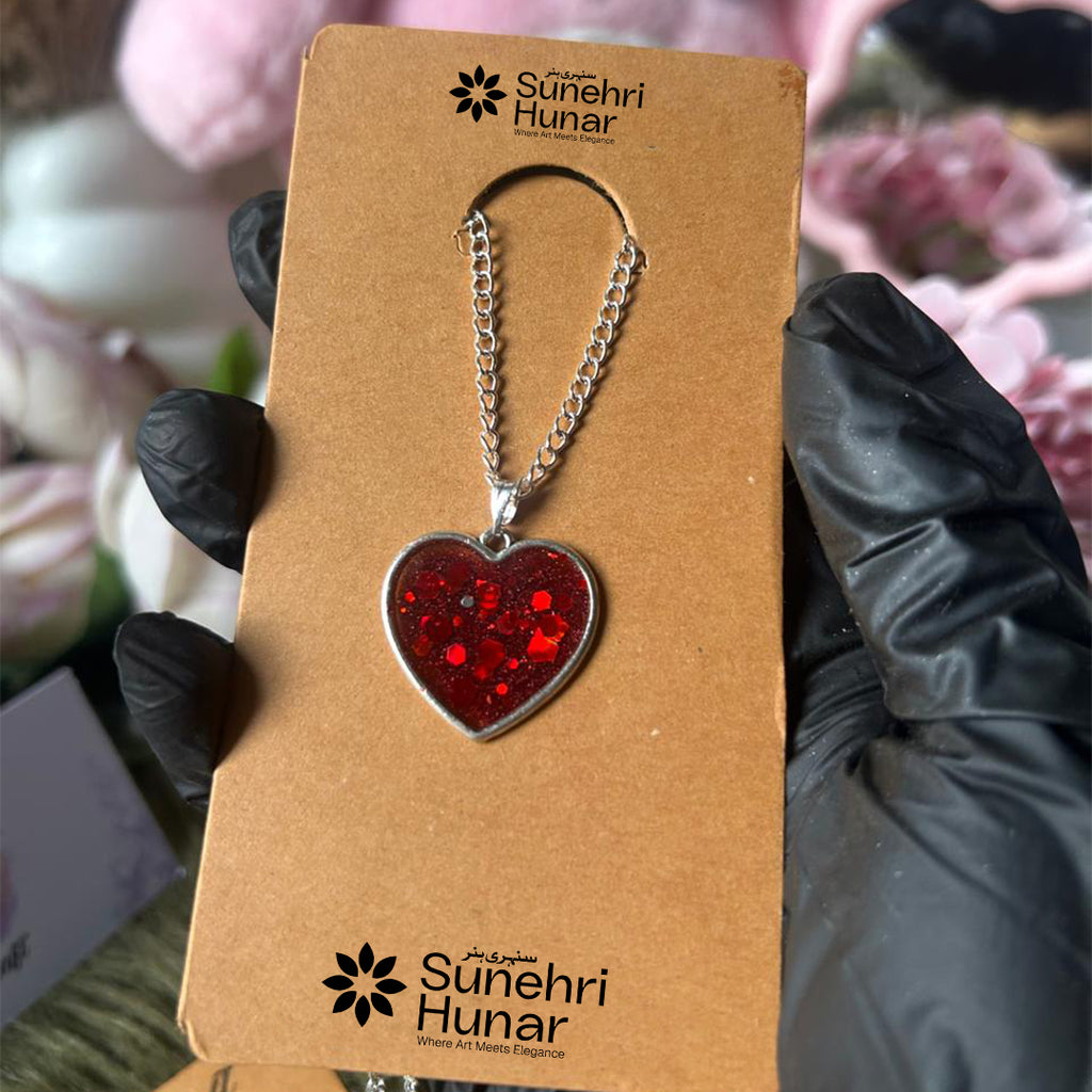 Red Glitter Resin Heart