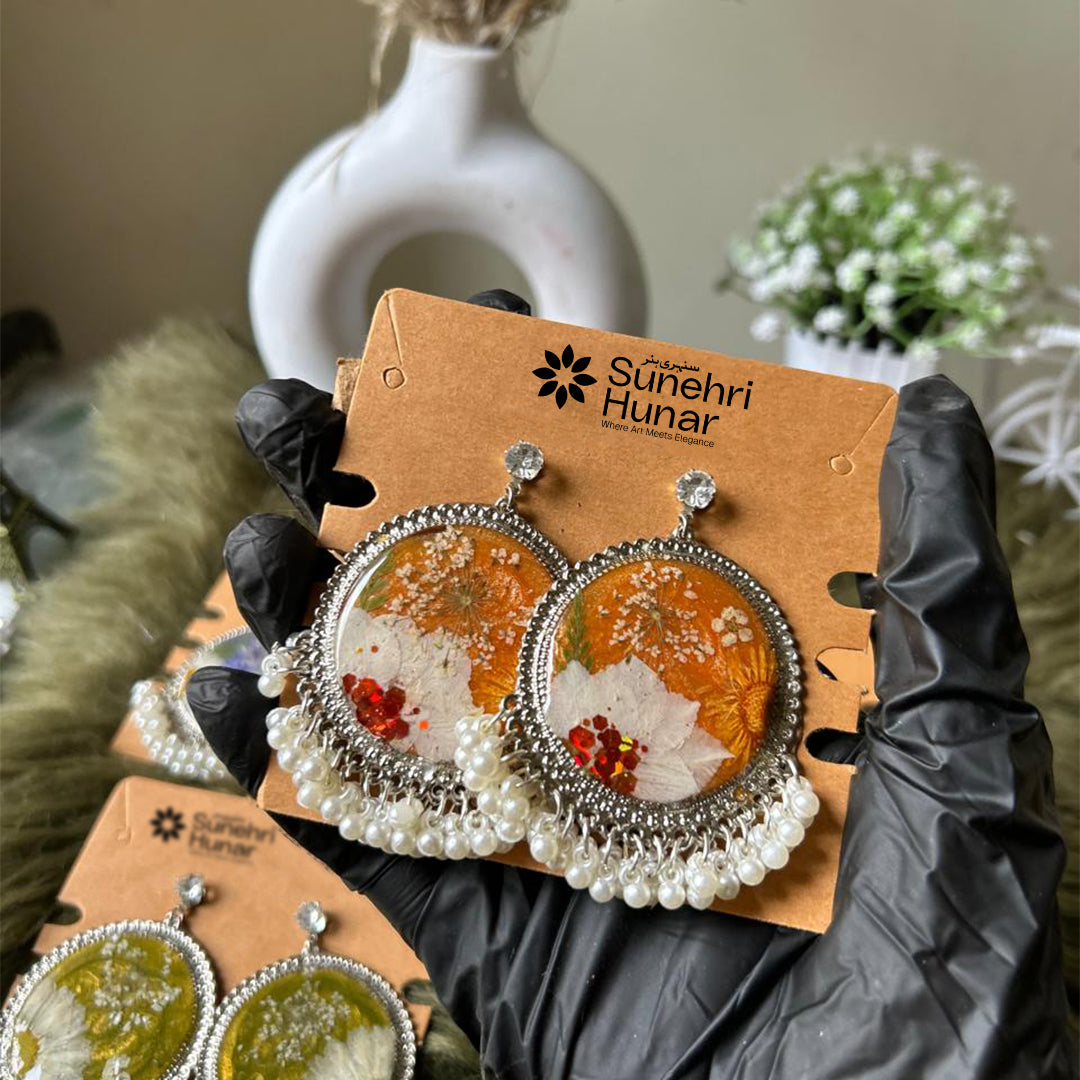 Resin Bloom Chandelier Earrings