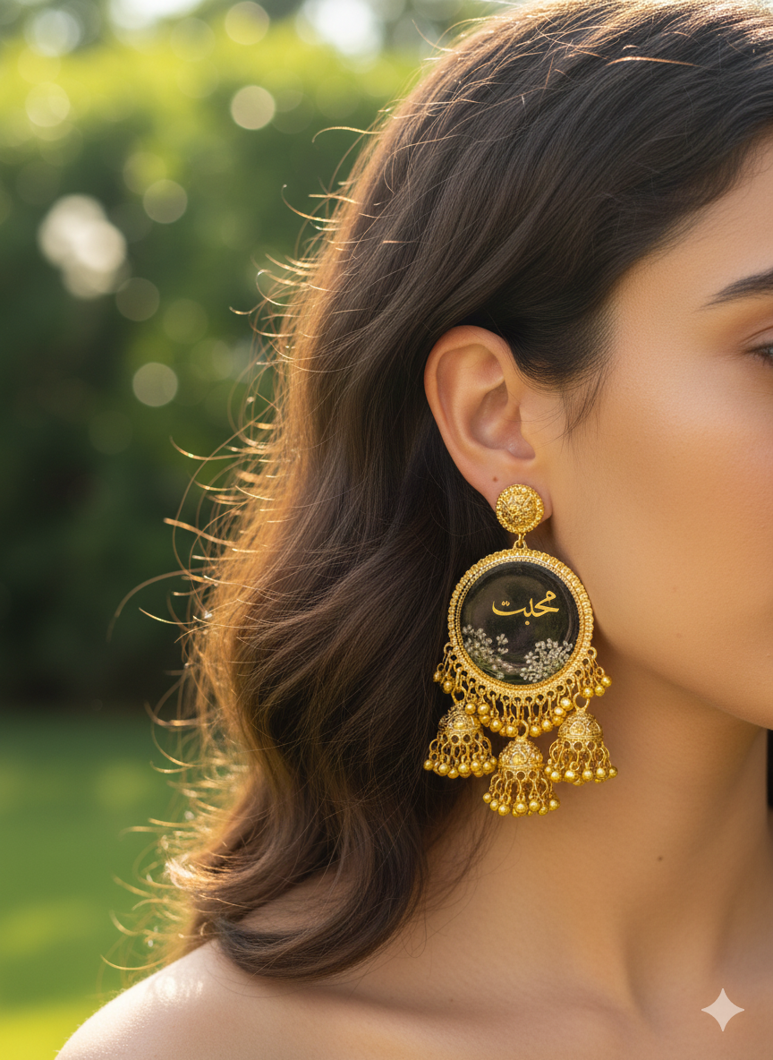 Calligraphy Resin Jhumkas