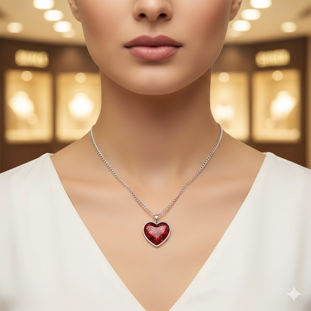 Red Glitter Resin Heart