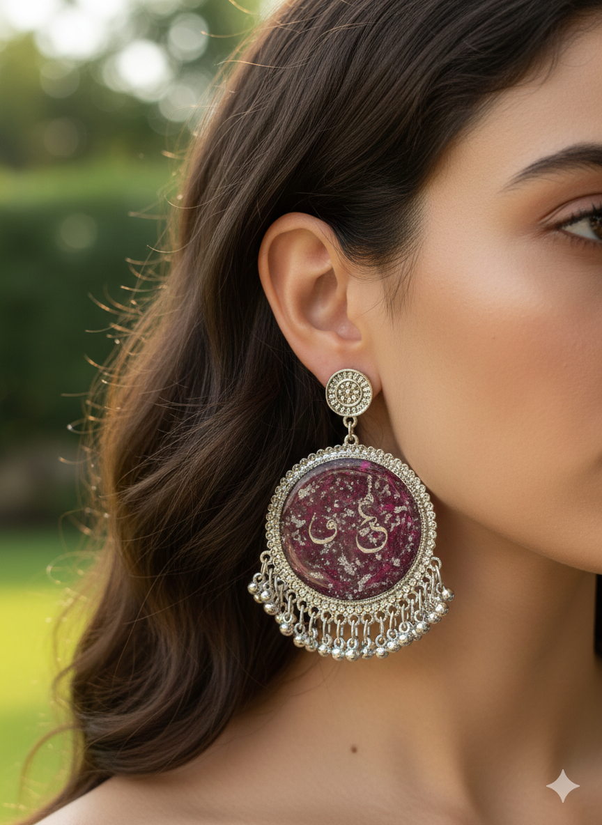 Maroon Resin Jhumkas