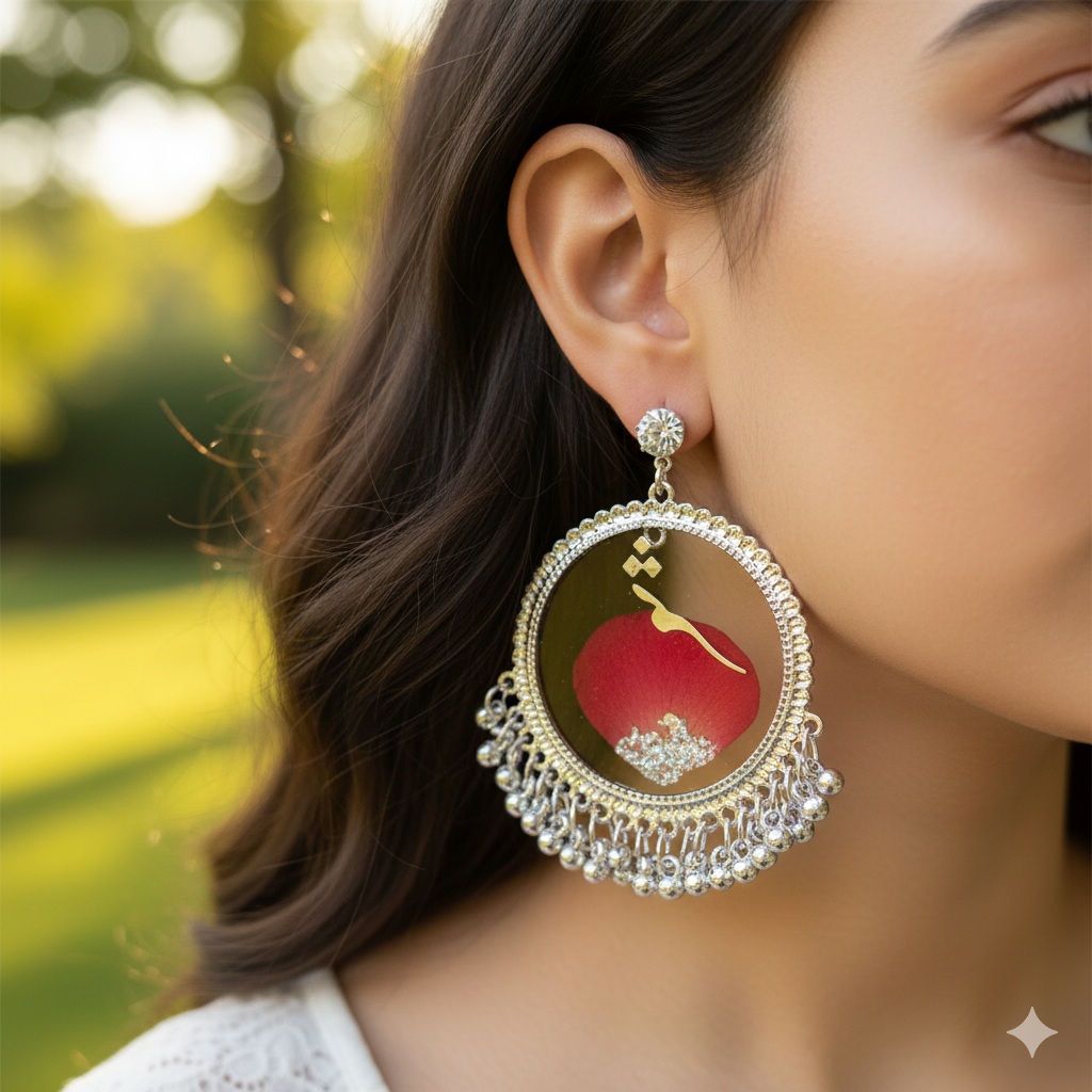 Resin Flower Afghan Jhumkas