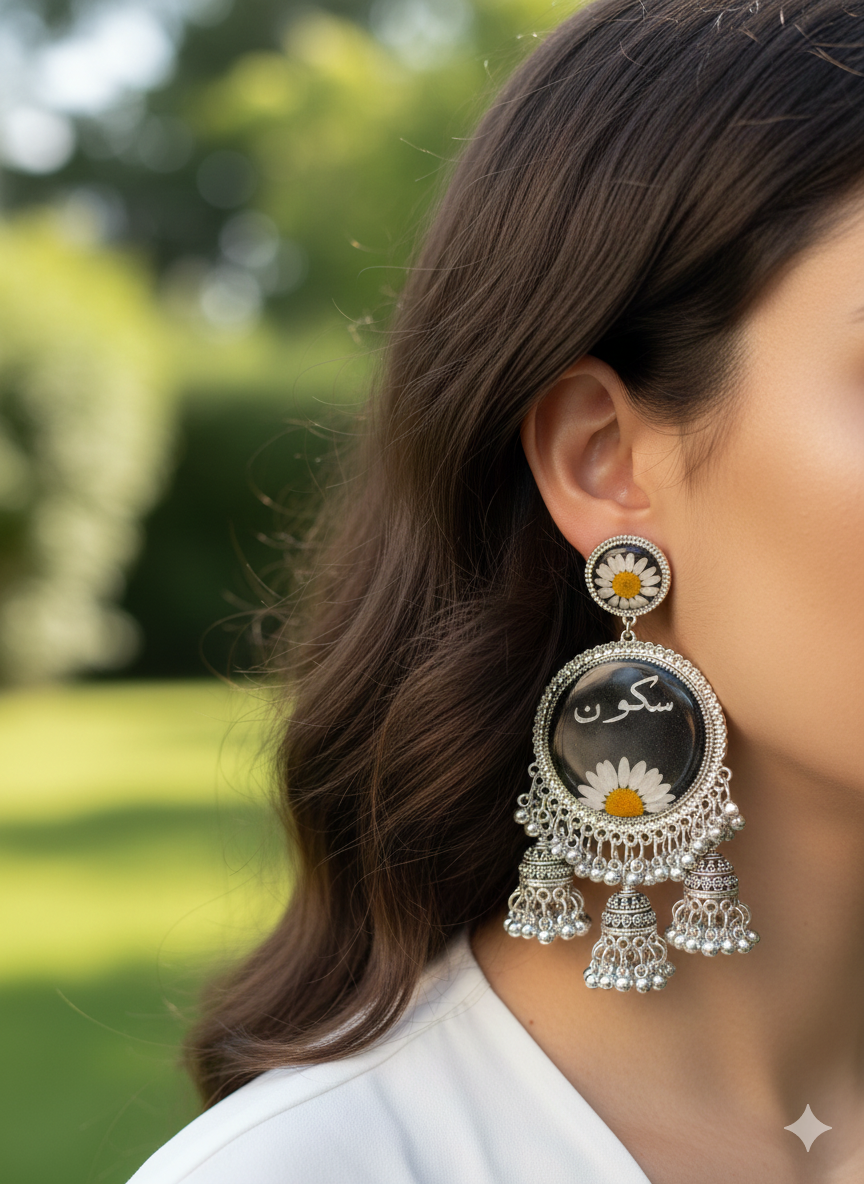 Calligraphy Daisy Jhumkas