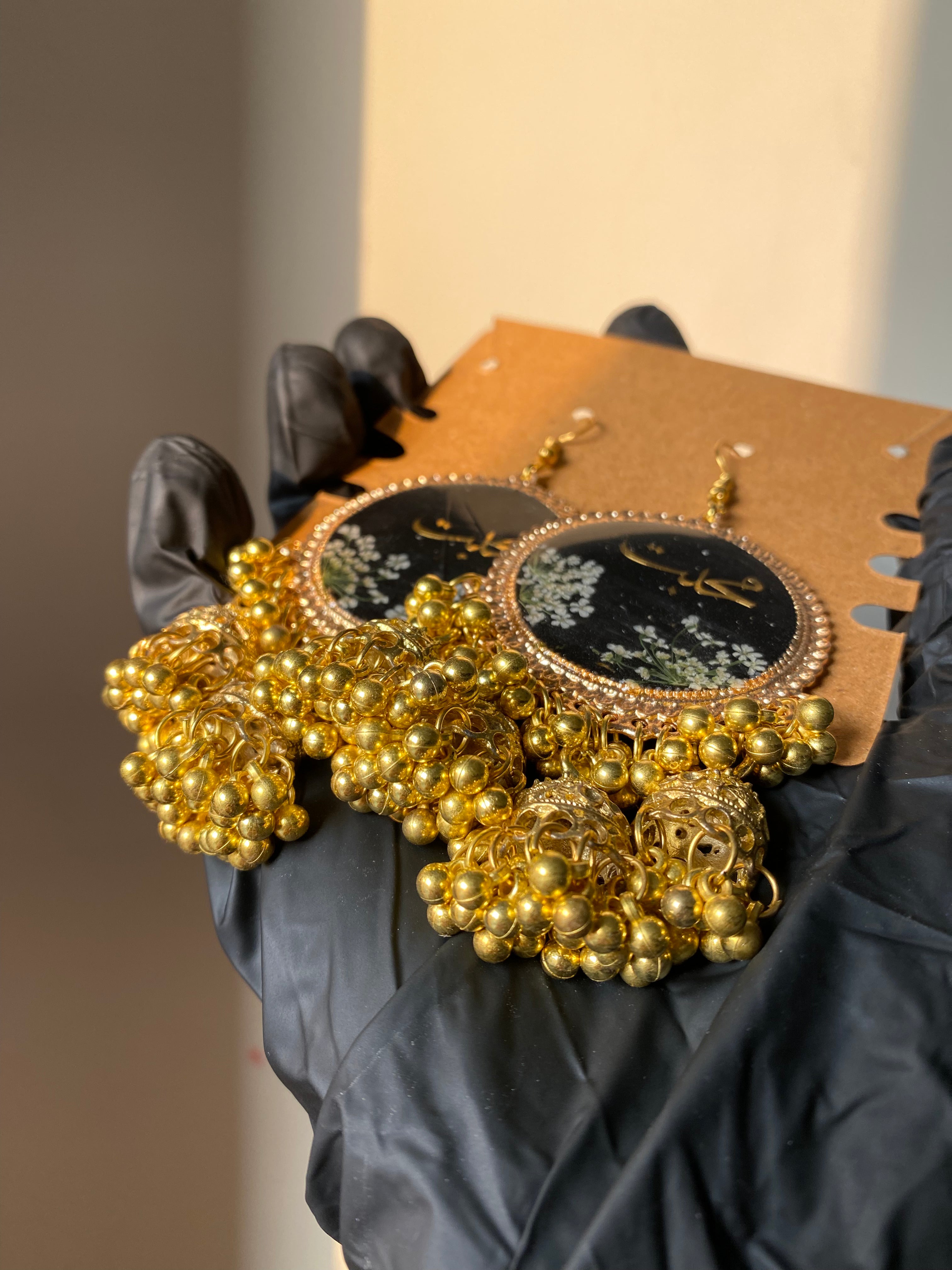 Calligraphy Resin Jhumkas