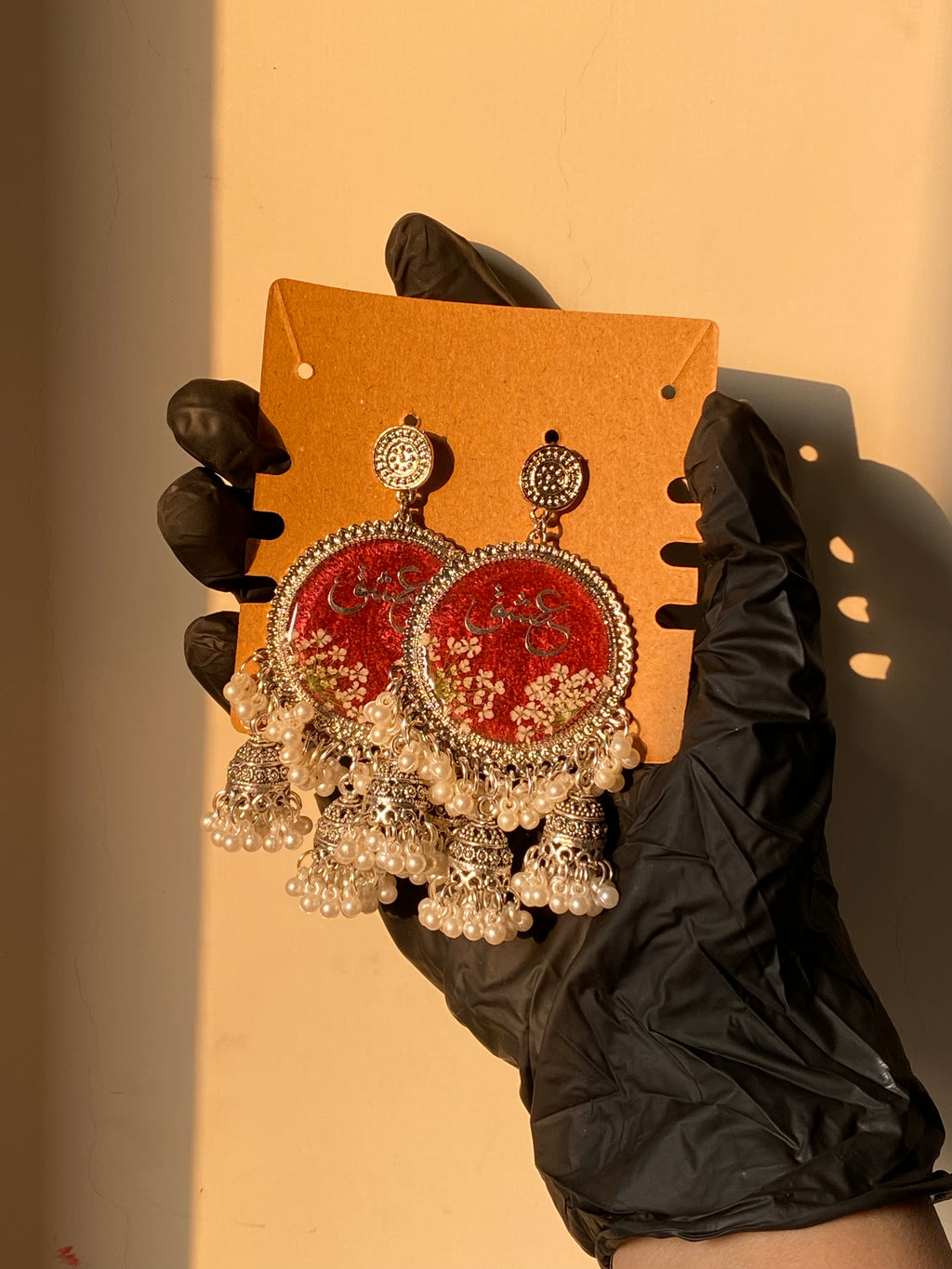 Red Calligraphy Jhumkas