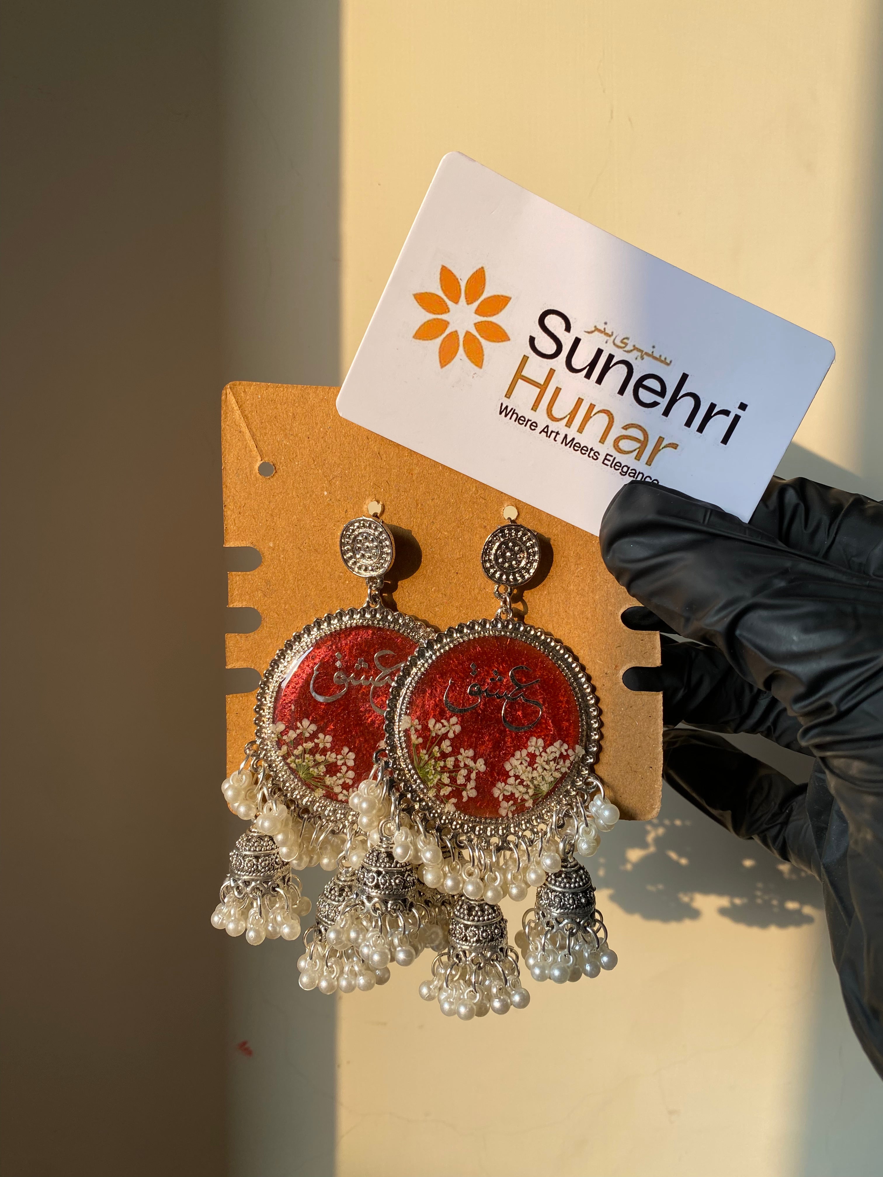 Red Calligraphy Jhumkas