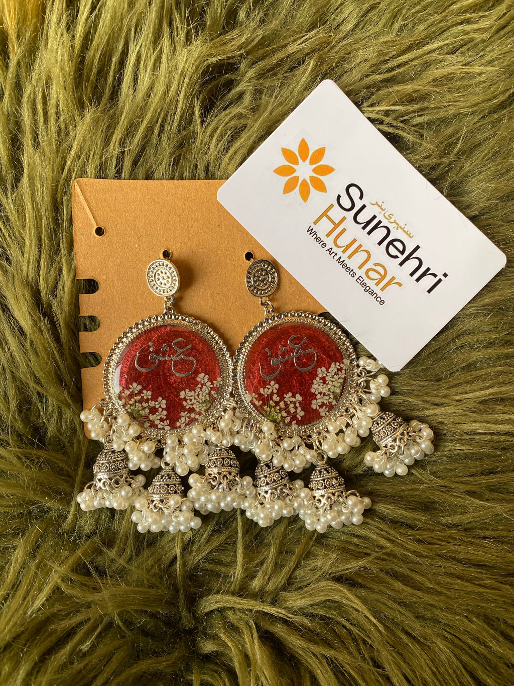 Red Calligraphy Jhumkas