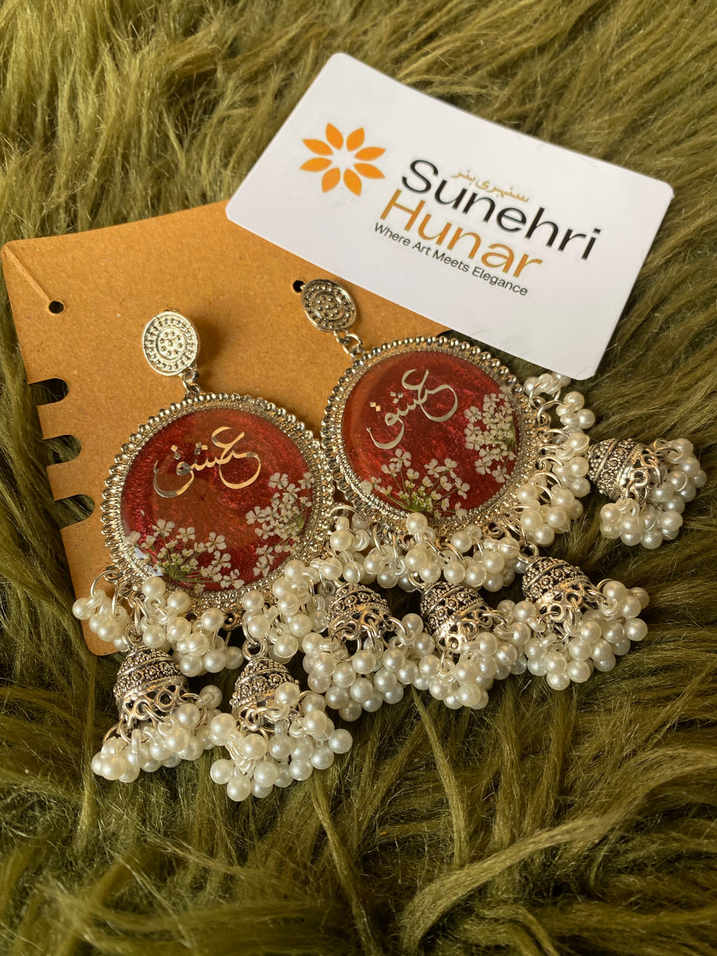 Red Calligraphy Jhumkas