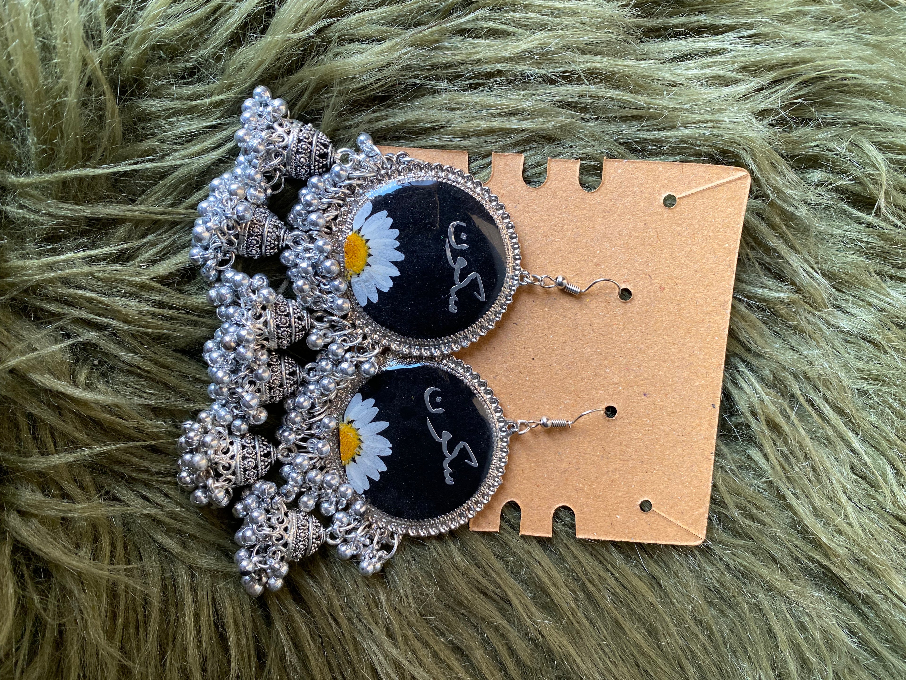 Calligraphy Daisy Jhumkas