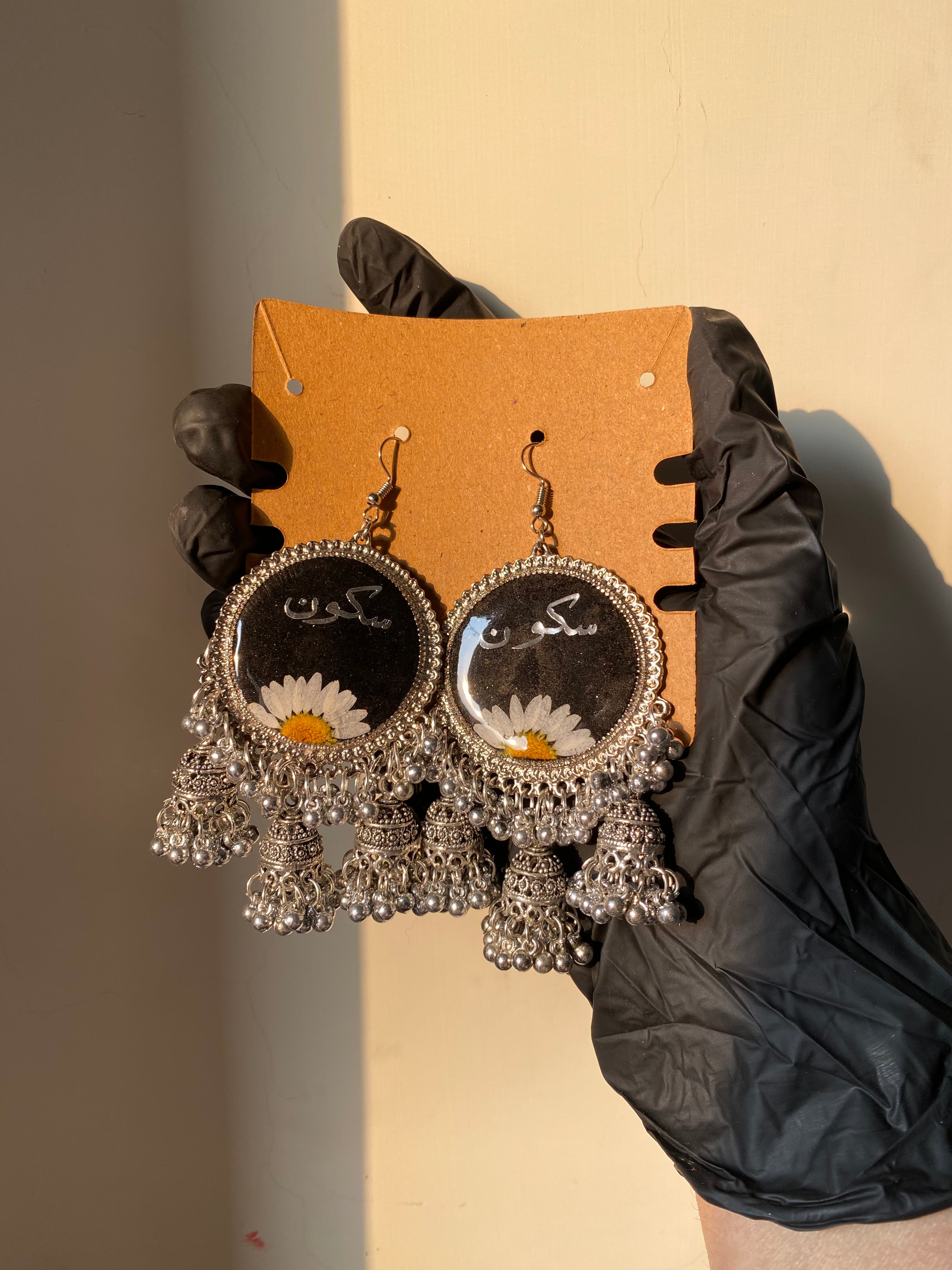 Calligraphy Daisy Jhumkas