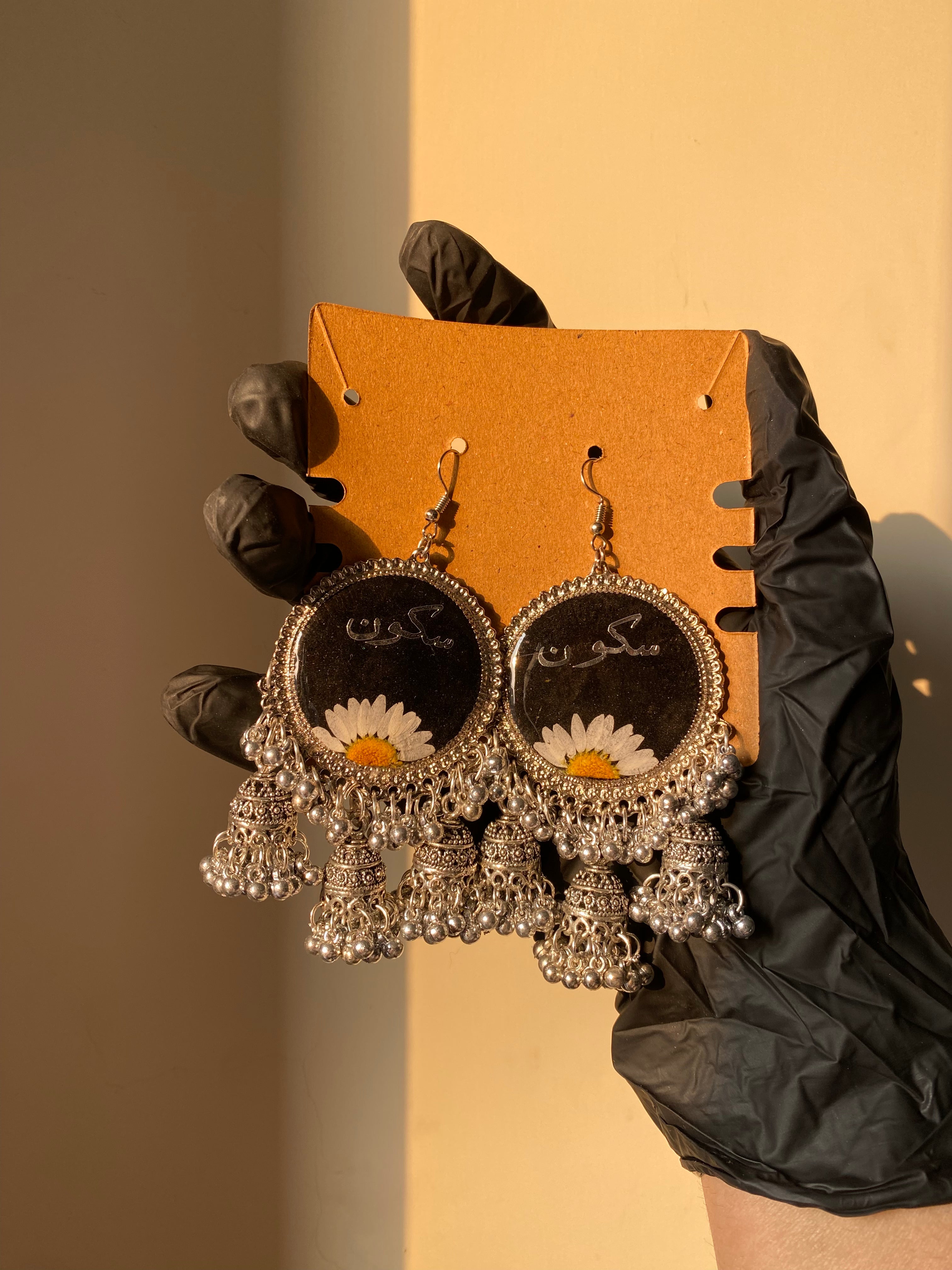 Calligraphy Daisy Jhumkas
