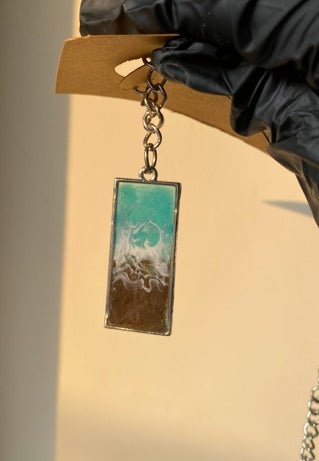 Sea Breeze Rectangle Resin Pendant