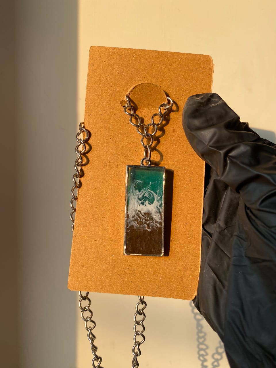 Sea Breeze Rectangle Resin Pendant