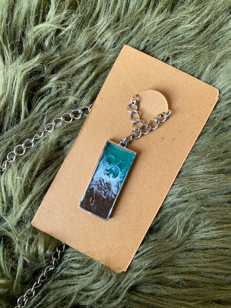 Sea Breeze Rectangle Resin Pendant