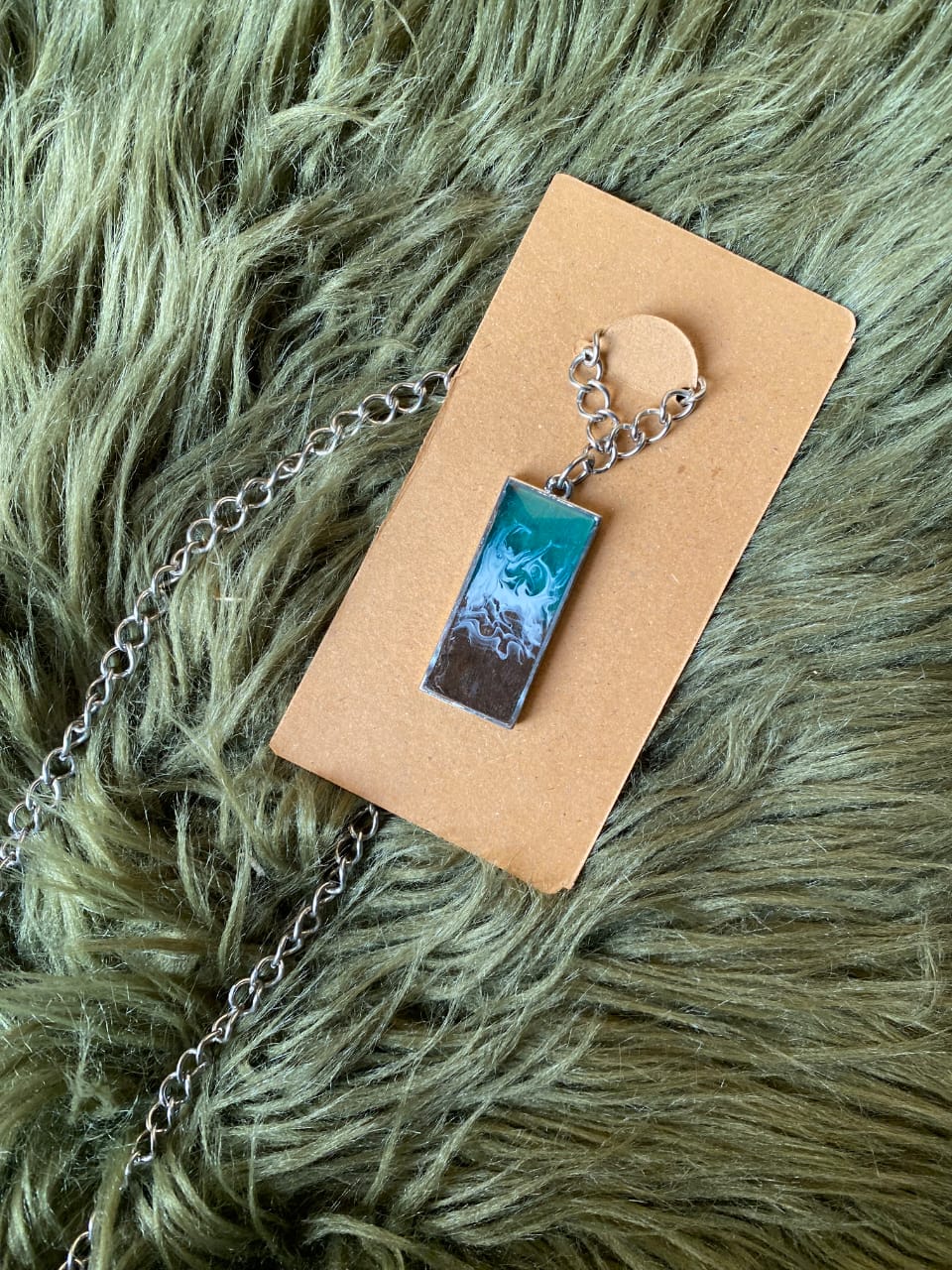 Sea Breeze Rectangle Resin Pendant