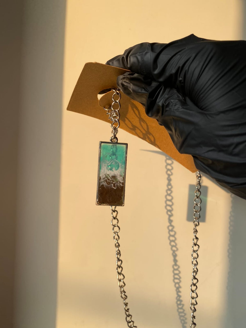 Sea Breeze Rectangle Resin Pendant